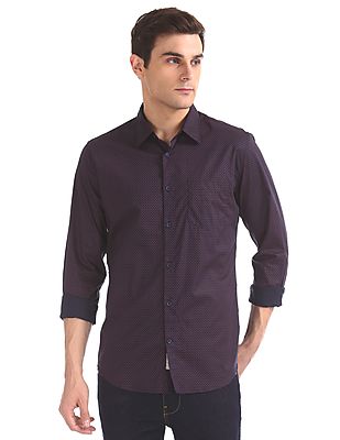 Slim Fit Spread Collar Shirt