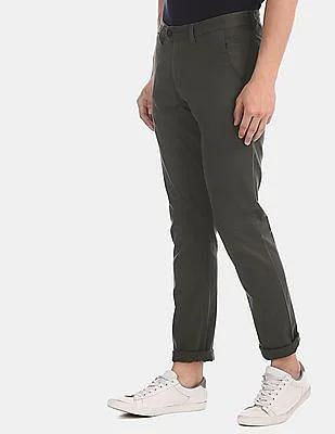 Men Green Modern Slim Fit Patterned Chinos